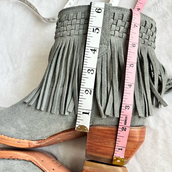 FRYE Steel Blue Suede Sacha Fringe Leather Western Bootie--NEW--7.5 - Picture 16 of 16